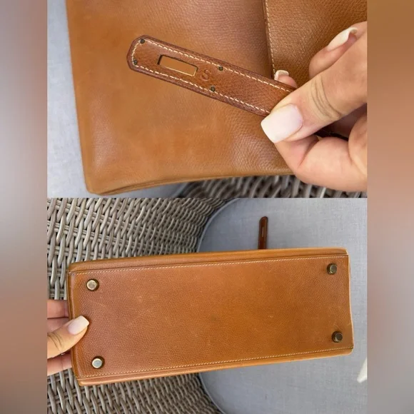 Authentic HERMES vintage KELLY 28 gold Courchevel Circa 1963 🦄 - Picture 15 of 16